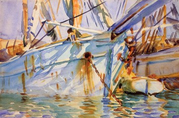 Dans un port levantin Bateaux John Singer Sargent Peinture à l'huile